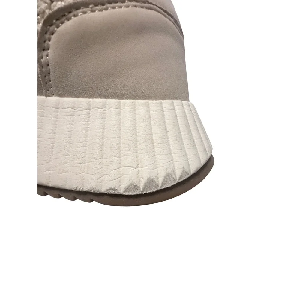 DV Dolce Vita Fredi Cream Beige Woven Whipstitch Platform Sneakers Womens 6.5
